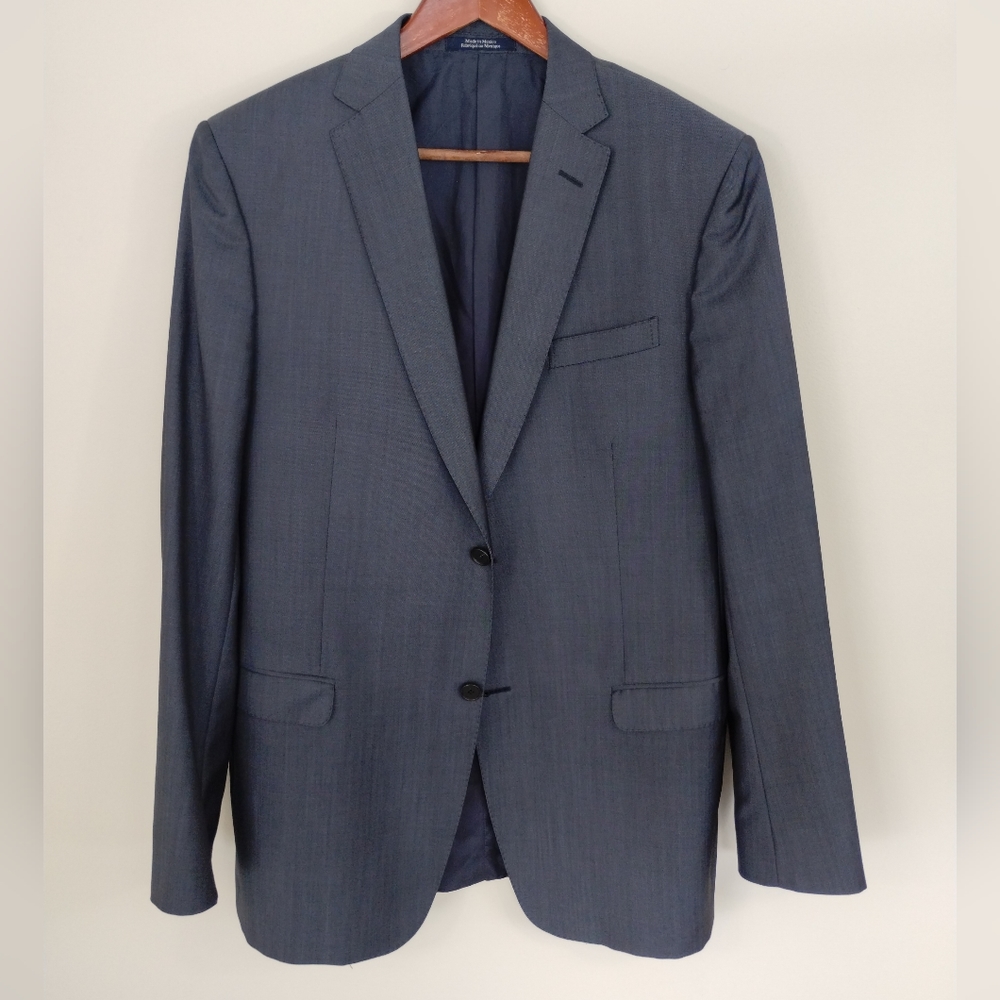 Z Zegna Navy Wool Mohair City Drop 7 Suit Jacket Blazer Size 42L